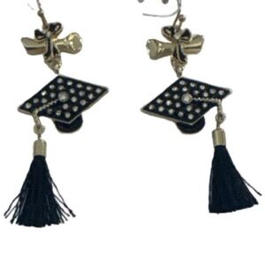 Black Diamond Gold and Black Graduation Earrings